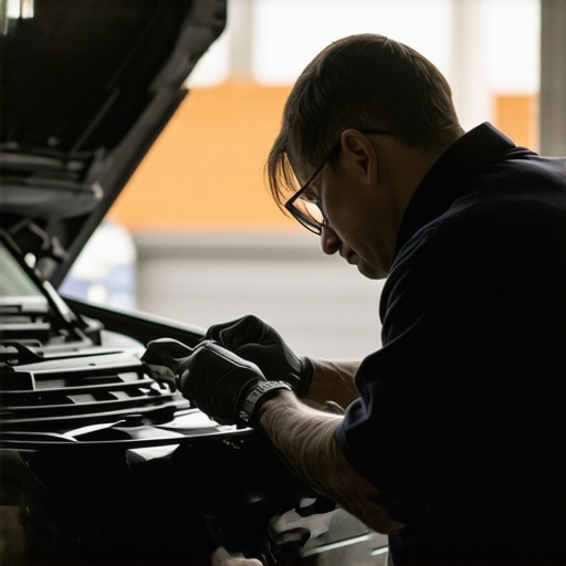 Trusted Mobile Auto Glass Repair Technician Technician repairing car windshield with advanced tools outside