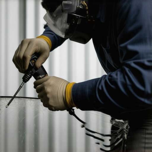 Technician repairing a windshield using professional tools