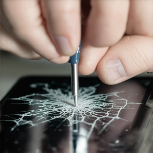 Technician repairing a smartphone screen with precision tools, demonstrating expertise in mobile repairs.