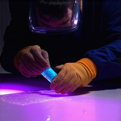Technician applying resin to a car's windshield chip in a mobile service setting