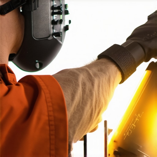 Technician applying UV curing lamp during glass repair