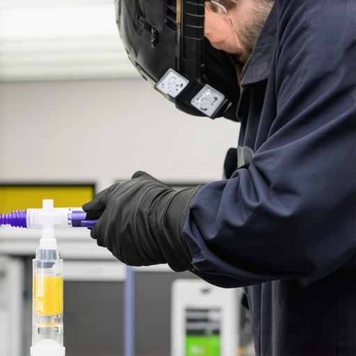 Technician applying resin with professional tools during mobile windshield repair.