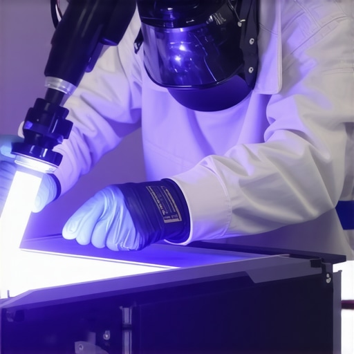 Technician applying UV light to a windshield repair for durability