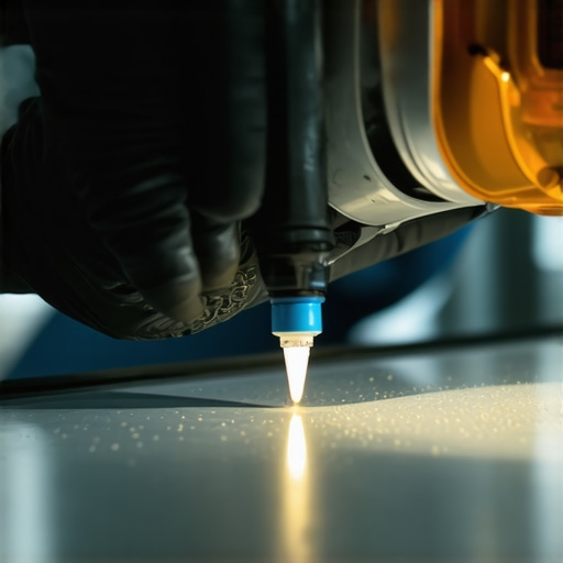Technician filling a windshield chip with resin and curing it with UV light