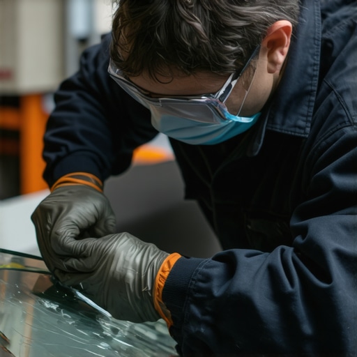 A technician applying resin to fix a windshield chip during a mobile repair service.