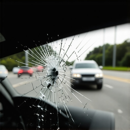 The risk of a cracked windshield in a car crash