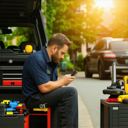 How a mobile technician works in a cramped driveway