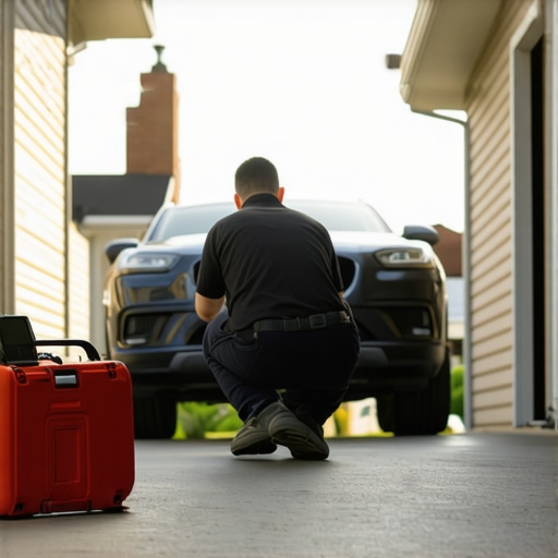 How a mobile technician works in a cramped driveway