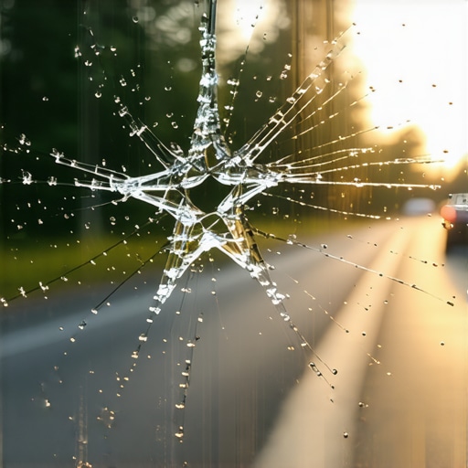 Why some windshield chips look silver from the driver's seat